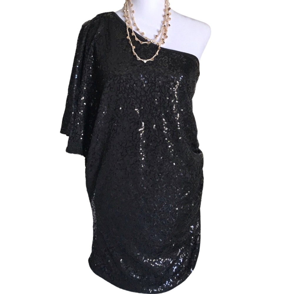 Black Off the shoulder sequined mini dress